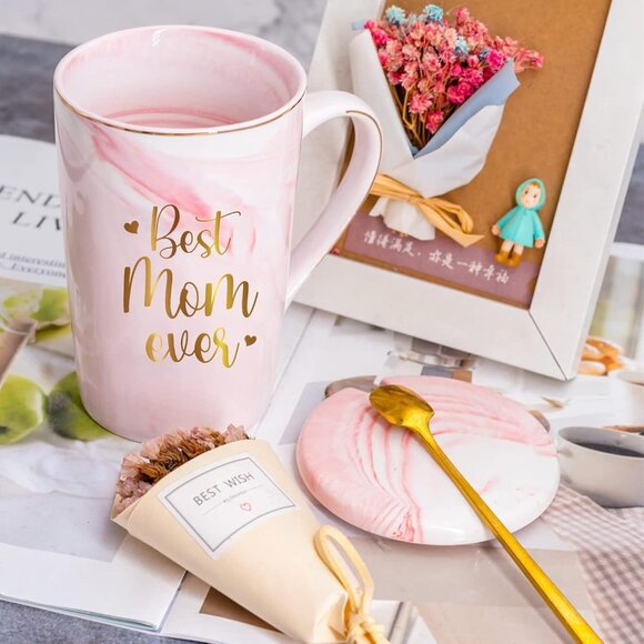 Pink 'Best Mom Ever' Mug - 12oz for Mom on Christmas, Mother's Day, Birthday - Picture 7 of 12
